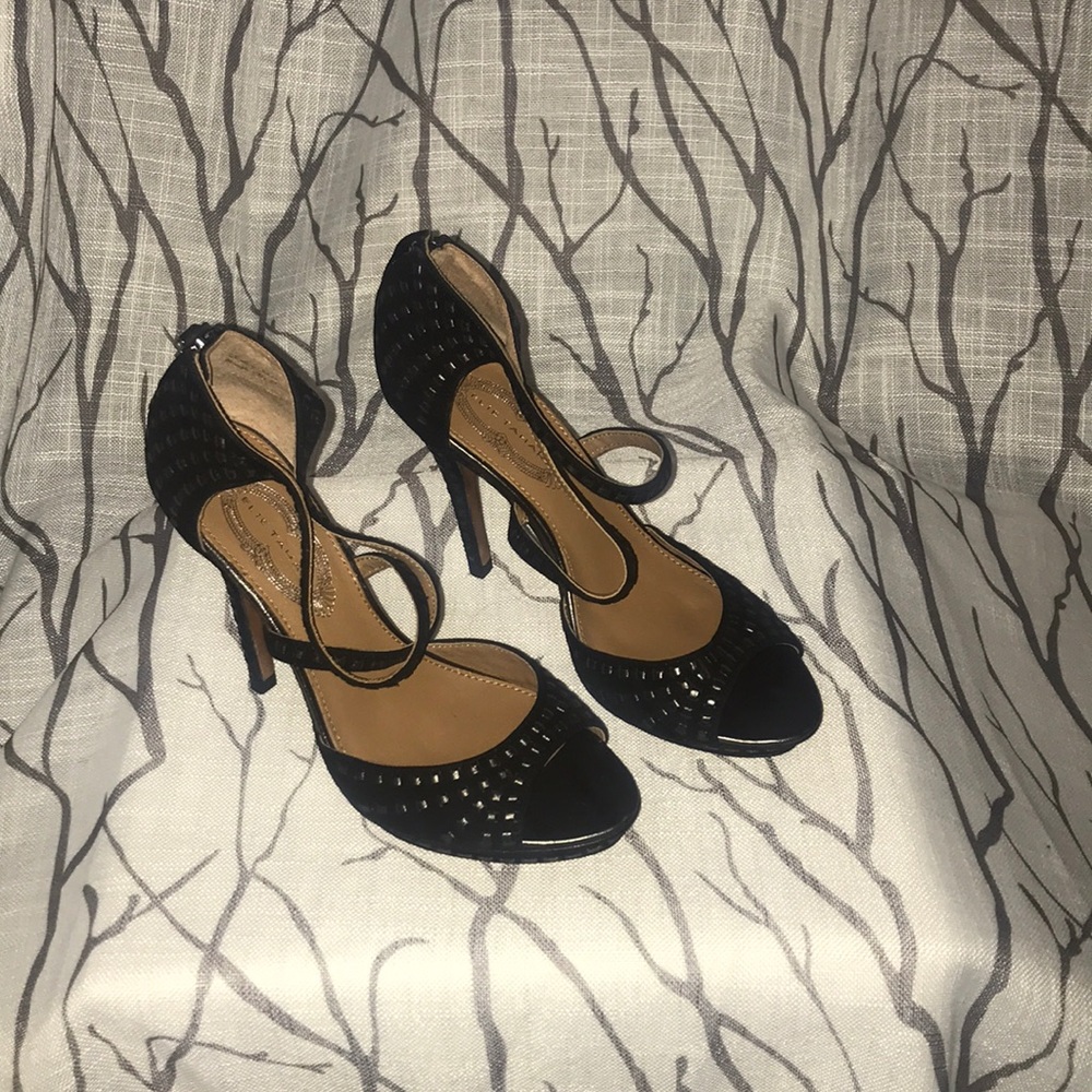 Black Strappy heels with leather details
